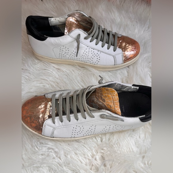 P448 Men's Metallic Rose and White Athletic Shoes - Picture 8 of 8